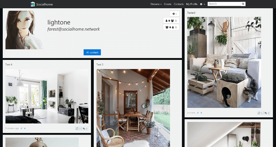 Socialhome grid layout